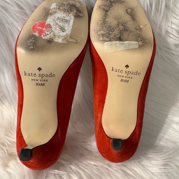 Kate Spade Red Suede Peep-Toe Heels - Picture 5 of 11